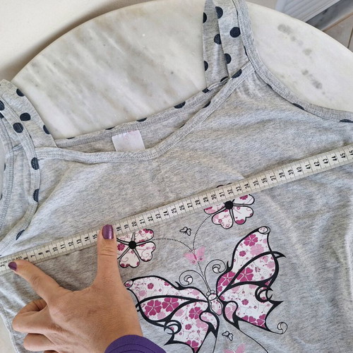 Gray pajama top with butterfly used, size medium