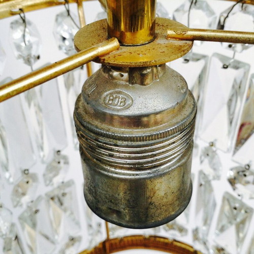 Brass ceiling light used with crystals