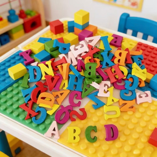 Wooden colorful alphabet letters set of 100 pieces new