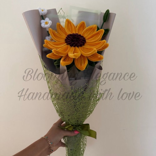 Eternal sunflower bouquet handmade from plush wire