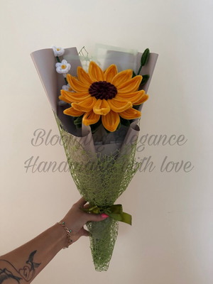 Eternal sunflower bouquet handmade from plush wire