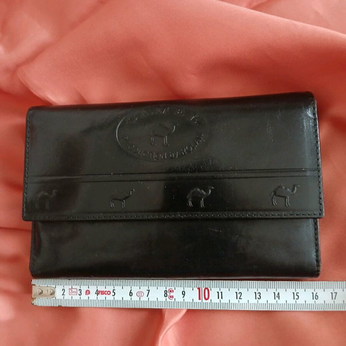Camel leather black wallet new
