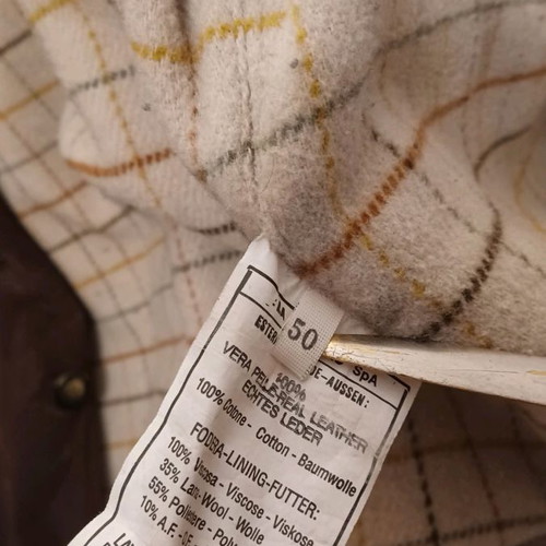 Harry & Moore coat used, brown, leather and corduroy, size 50