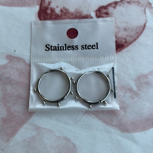 Unisex earrings new, silver, stainless steel