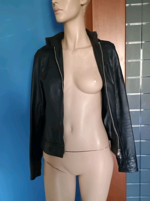 Δερμάτινο μπουφάν από δέρμα αρνιού, μαύρο, νούμερο S, σαν καινούργιο