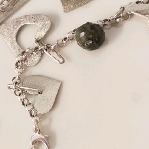 Silver 925 gold-plated necklace with mineral stones like new
