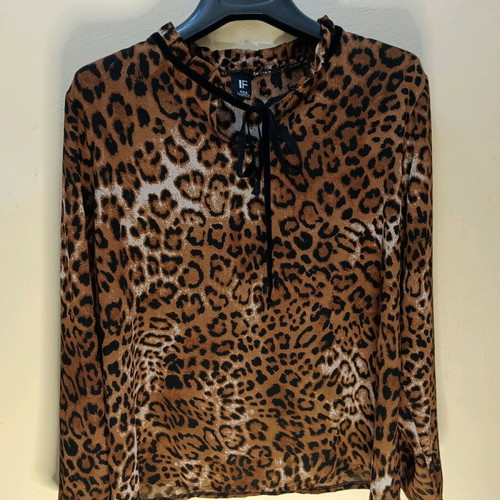Leopard blouse IF with cowl neck, like new, size S/M