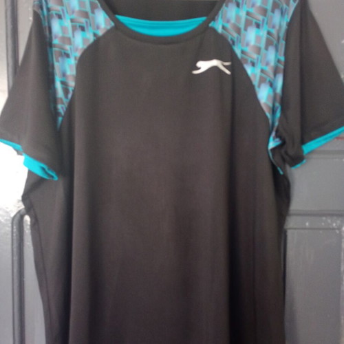 Slazenger women's sports t-shirt, black with turquoise accents, XXL