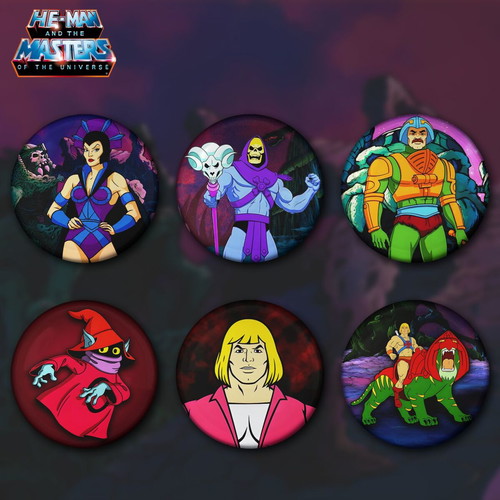 He-Man and the Masters of the Universe Pins set of 6 new, 3 cm