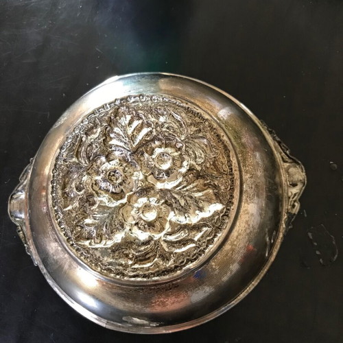 Silver-plated ashtray used, antique, Asia Minor style 1920-1930