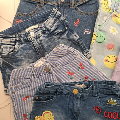 Girls' shorts used, pack of 7, sizes 122-128 cm