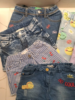 Girls' shorts used, pack of 7, sizes 122-128 cm