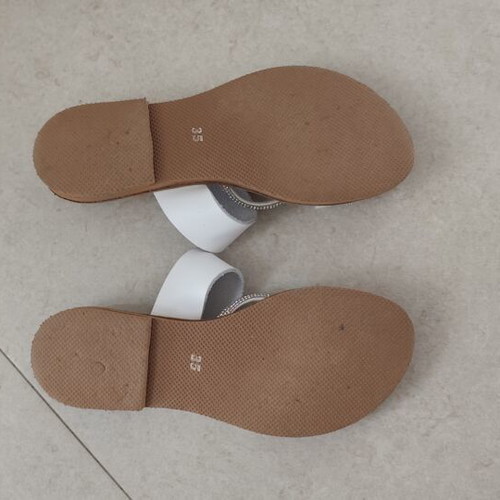 White women's sandals with silver details new, size 35