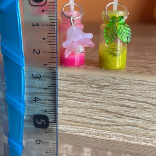 Decorative handmade bottle set pink flower and yellow-green leaves