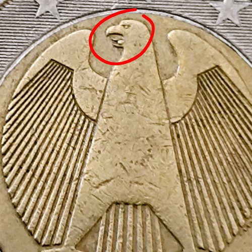 German 2 Euro 2002 coin with error