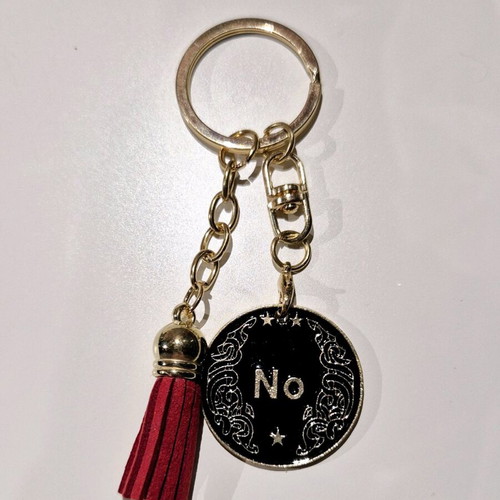 Keychain for Indecisive with Yes/No Coin and Red Tassel new