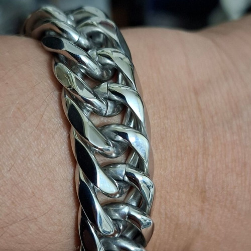 Stainless steel thick hand chain new, hypoallergenic, silver color