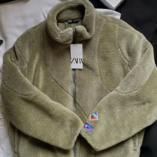 ZARA Fleece Jacket new, size L, khaki
