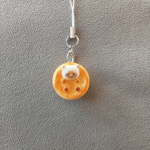 Cat Keychain new, white and orange