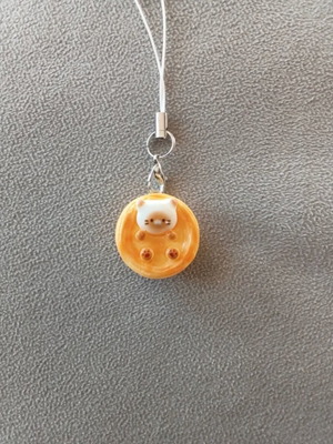 Cat Keychain new, white and orange