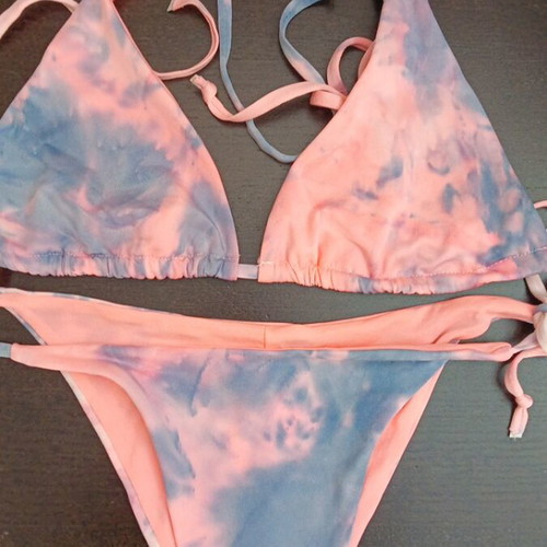 Bikini swimsuit new pink and turquoise with adjustment size 46