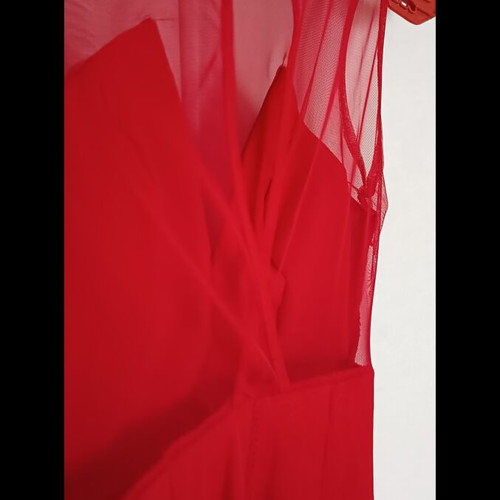 Maxi dress with tulle and transparency like new, red, size M