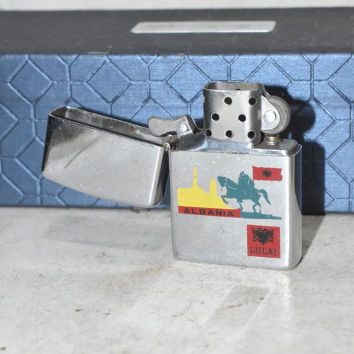 Earth vintage lighter used with Albanian theme
