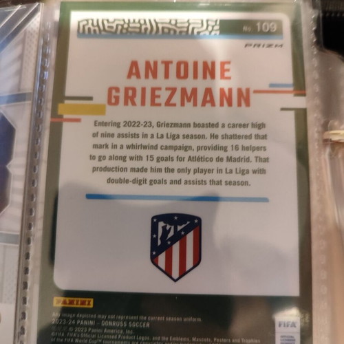 Panini Donruss Soccer Optic Prizm Antoine Griezman Card No 109 like new