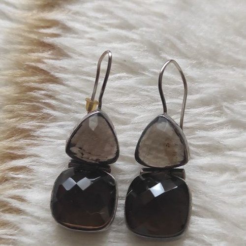 Silver earrings 925 with smoky quartz used
