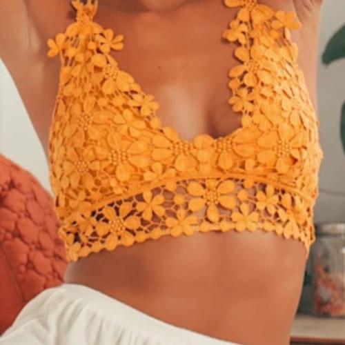 Free People Miss Dazie Crochet Lace Bralette like new, mustard