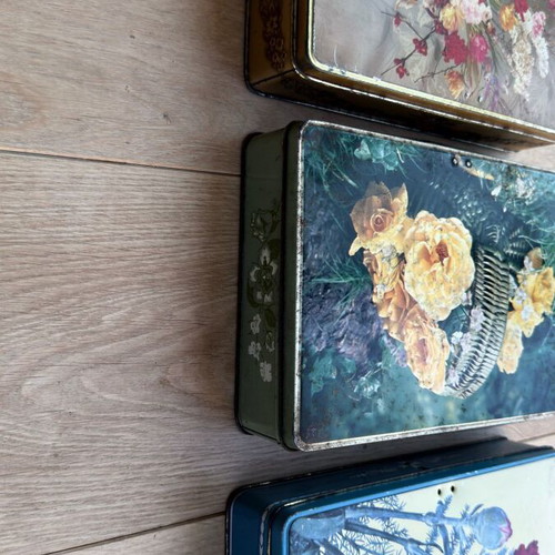 Jacques Superchocolat Vintage Metal Chocolate Tins, set of 3, floral design