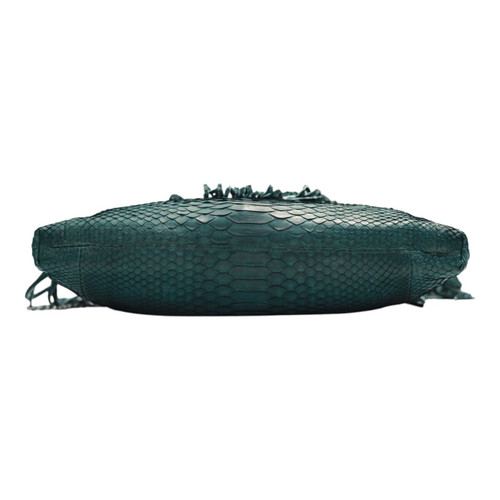 Wings shoulder bag green python leather with fringes used