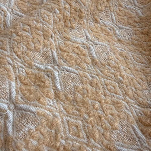 Handmade wool throw blanket used, beige 200x130 cm