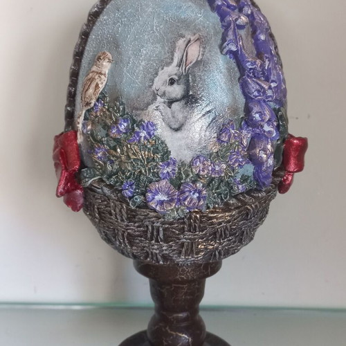 Easter ceramic egg handmade, new, 16 cm width, 25 cm height