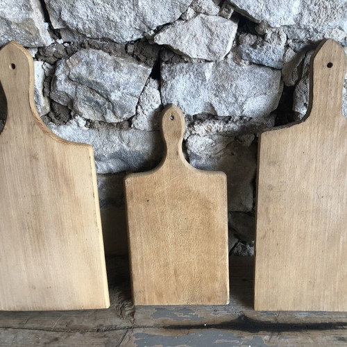 Vintage set of three wooden cutting and serving boards