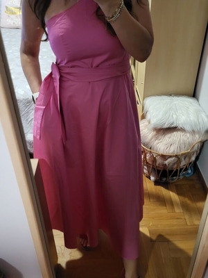 Hemithea midi φόρεμα Medium με έναν ώμο ροζ σαν καινούργιο