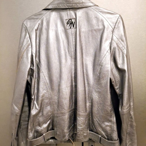 Biker jacket Freaky Nation silver like new, size XL, leather