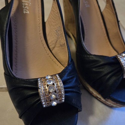 Melissa black platform sandals like new with gold buckle