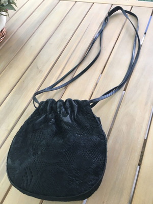 Longchamp μικρό πουγκί χειρός με γούνα βιζόν και δέρμα like new