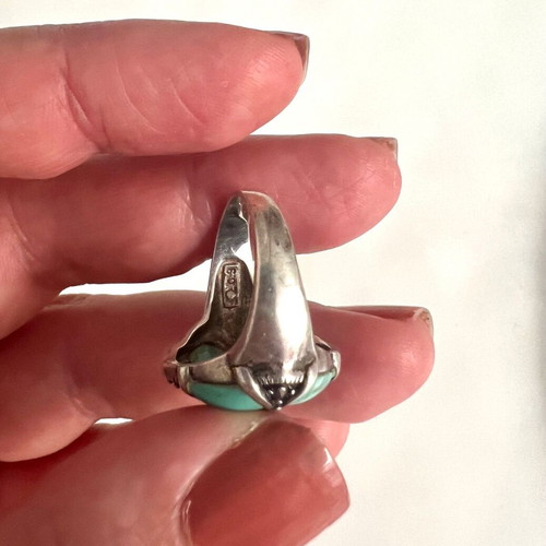 Ring used, 925 silver with turquoise and marcasite
