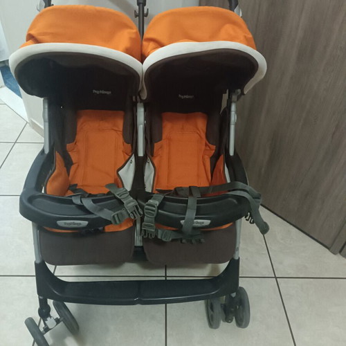 Peg Perego Aria twin stroller used, orange color