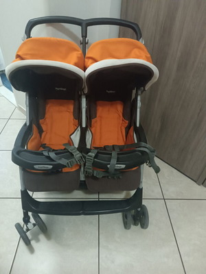 Peg Perego Aria twin stroller used, orange color