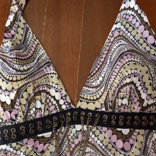Lynne halter dress with bust chain details like new, multicolor