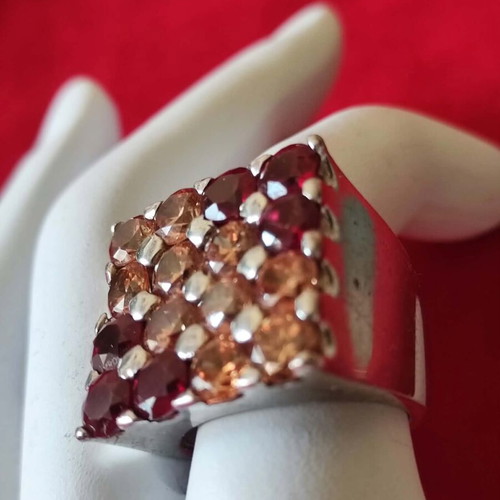 Silver ring 925 with ruby and citrine stones, like new