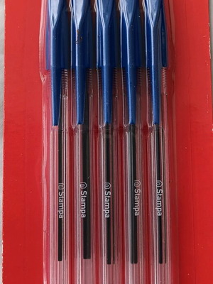 Blue pens new, pack of 5 pieces