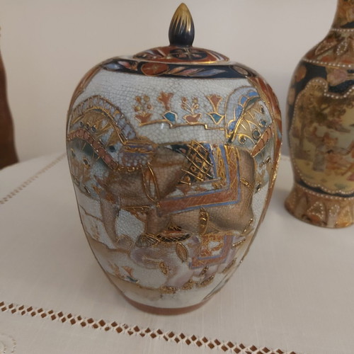Decorative hand painted Satsuma vase