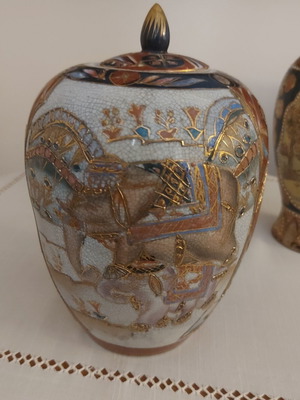 Decorative hand painted Satsuma vase