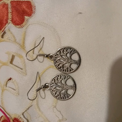 Earrings with tree of life symbol like new, silver