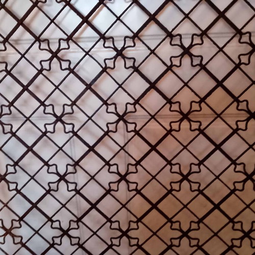 Antique wrought iron grille 1880-1930 used, wooden double door