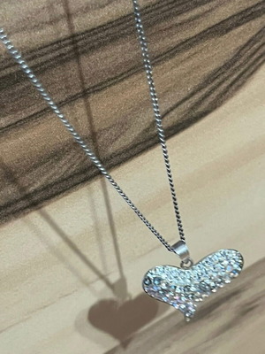 Necklace with heart and zirconia, like new, 925 silver